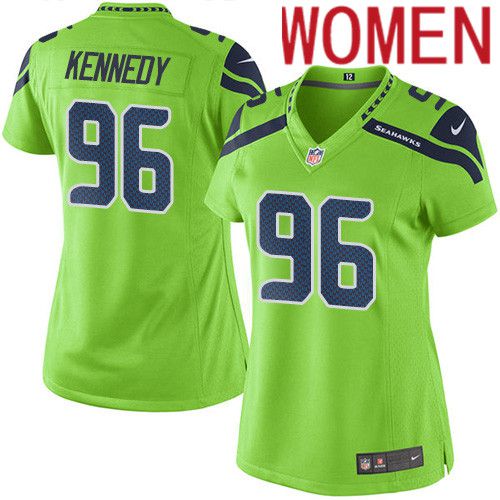 Cheap Women Seattle Seahawks 96 Cortez Kennedy Nike Neon Green Game NFL Jersey